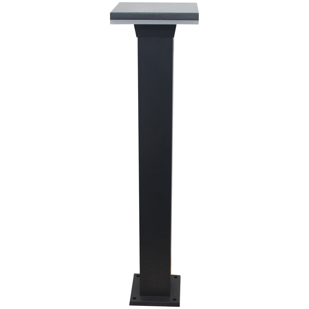 ABBA Lighting USA CDPA63 12W Bollard Pathway Lighting LED Square Top Modern Low Voltage Black Finish