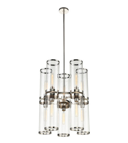 Alora Lighting CH311655PNCG Revolve II 10 Light 21 inch Nickel Chandelier Ceiling Light