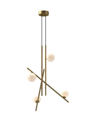 Kuzco Lighting CH89832-BG/GO AMARA Chandelier LED Ceiling Pendant Light With Glossy Opal Glass, Brushed Gold Finish