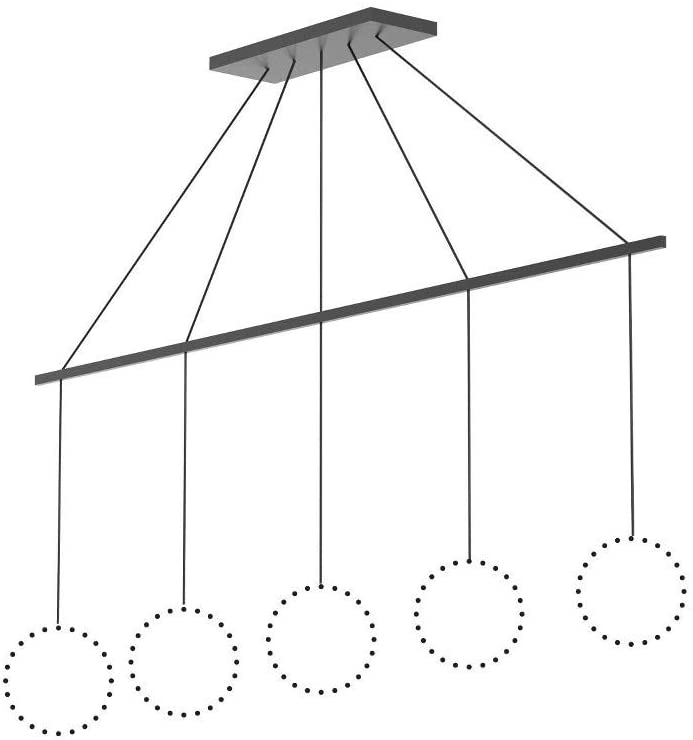 Kuzco Lighting CNL5AC-BK Marquee 5 Light 86.63 Inch Linear Pendant Canopy Chandelier Ceiling Light Black Finish