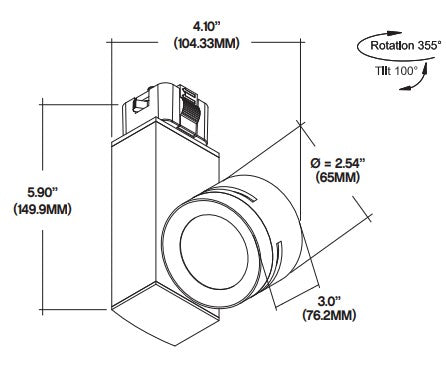 Core Lighting CTL410-L1-27K-SI-WF-HT 700 Lumen Vertical Track Head 2700K 45 Degree Halo Type Silver Finish