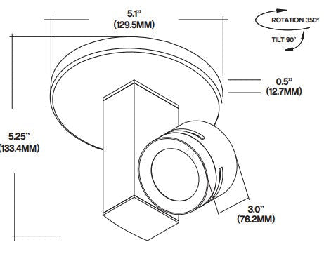 Core Lighting CTL410-L1-27K-WH-FL-MP-277V 700 Lumen Vertical Monopoint Track Head 2700K 277V White Finish
