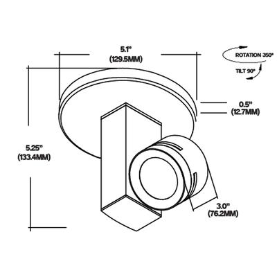 Core Lighting CTL-410MP-L1-27K-WH-SP-MP-120, LED 120V Vertical Monopoint Track Head, 12.5W Color Temperature 2700k, Beam Spread Spot White Finish