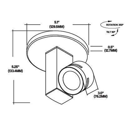 Core Lighting CTL-410MP-L1-30K-SI-WF-MP-120, LED 120V Vertical Monopoint Track Head, 12.5W Color Temperature 3000k, Beam Spread Wide Flood Silver Finish