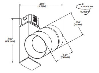 Core Lighting CTL420-L2-30K-BK-FL-JT 16W Flood 30°, Juno Type 1200 Lumens LED Track Head Color Temperature 3000K Black Finish