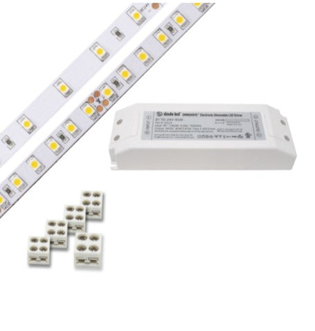 Diode LED DI-KIT-24V-BC2ODBELV60-3000 Blaze 200 Series 16.4ft Basics LED Tape Light Spool with 60W OMNIDRIVE BASICS ELV, Color Temperature 3000K, Voltage 24V