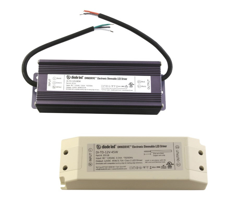 Diode LED DI-TD-12V-30W-LPS 30 Watt Omnidrive Electronic Dimmable LED Driver and Lo-Pro Small Jbox Combo 12V DC