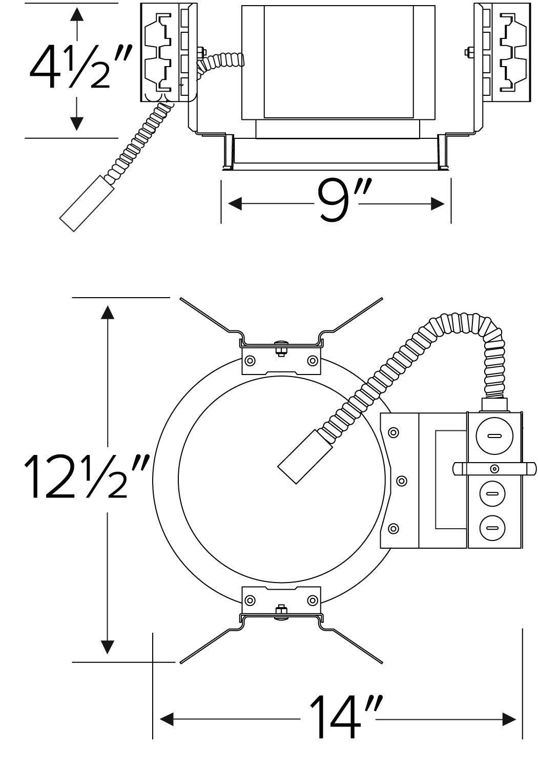 ELCO Lighting E9LHU60D2 9" New Construction Architectural Frame with Driver, Lumens 6000 lm, Voltage 120/277V, Dimming Triac/ELV/0-10V, Gen 2