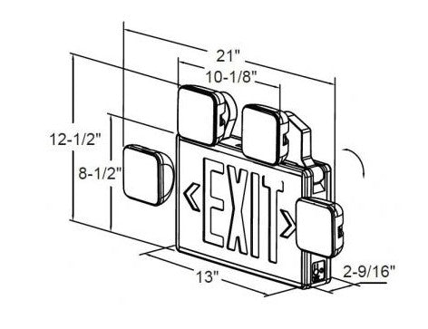 ELCO Lighting EE94HG LED Exit Sign and LED Emergency Light Combo Letters 120/277V | BuyRite Electric