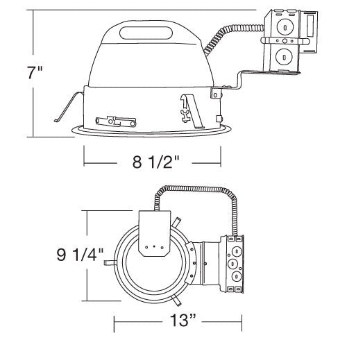 ELCO Lighting ELRH7132E 7 Inch Energy Efficient Remodel CFL Horizontal Downlight 32W 120/277V