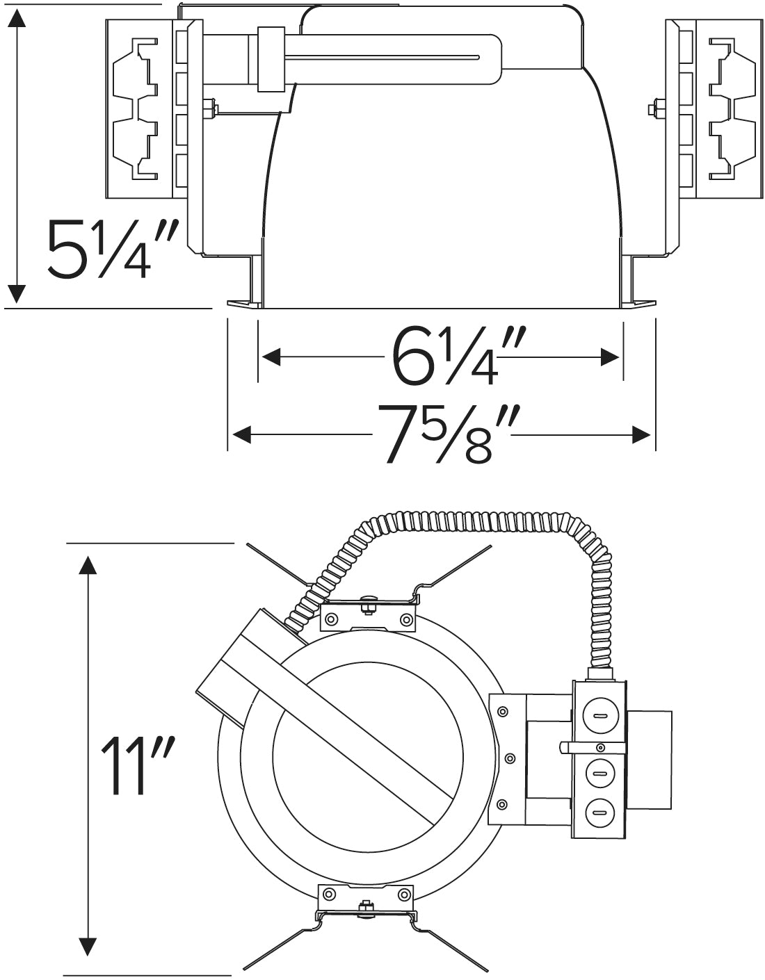 ELCO Lighting ELH7226E 7 Inch Architectural CFL Horizontal Downlight 52W 120/277V