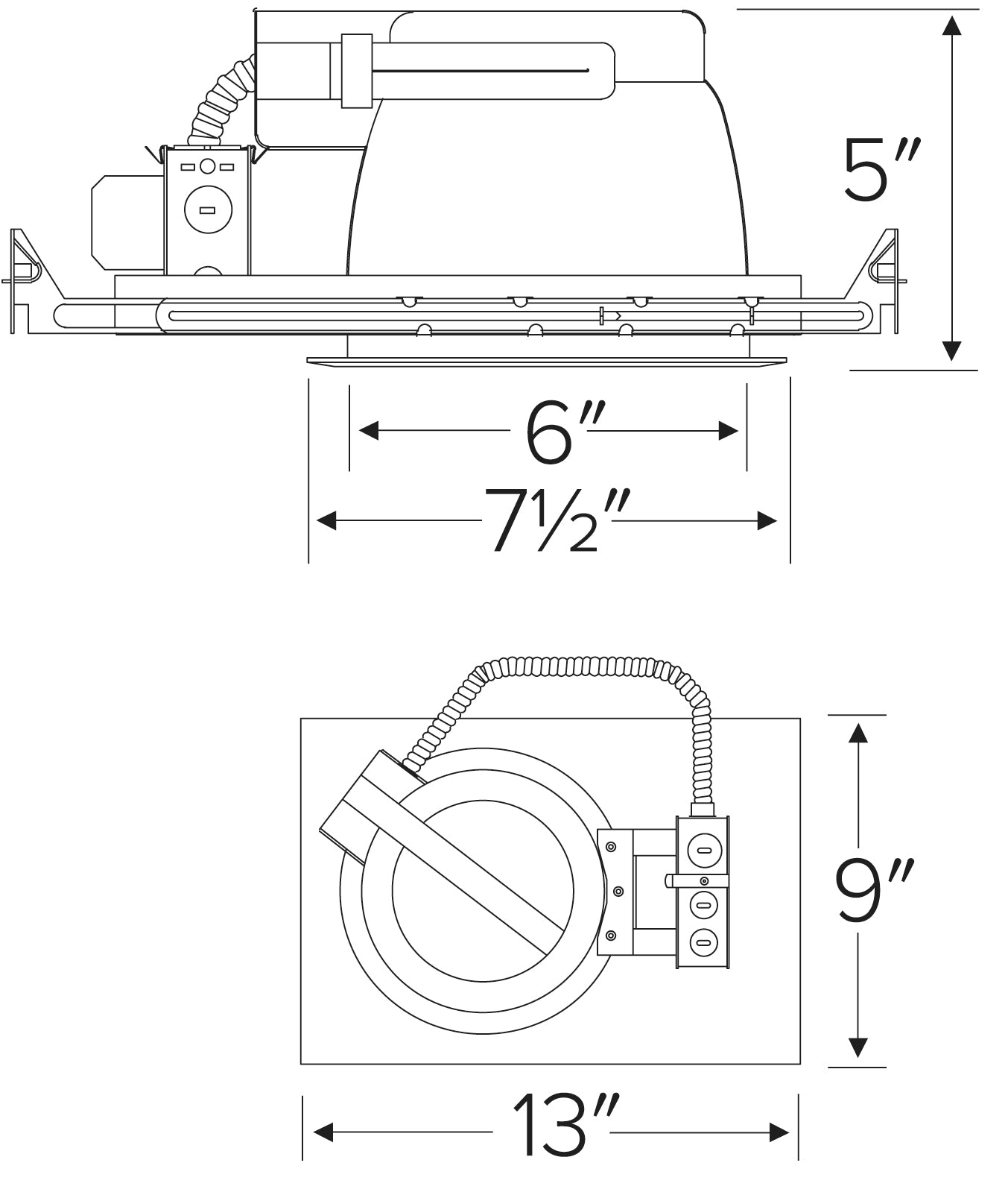 ELCO Lighting ELH132E 8 Inch CFL Horizontal Downlight with Plaster Frame 32W 120/277V
