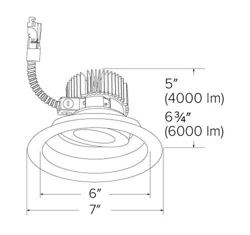 ELCO Lighting E618L6035H 6 Inch LED Light Engine with Adjustable Trim Haze Finish 3500k 6000 lm
