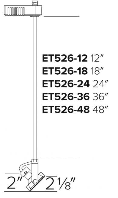 ELCO Lighting ET526-36W Electronic Low Voltage Gimbal Ring Accent Light with Stem Extension Track Fixture 36 inch Extension 50W 12V White Finish
