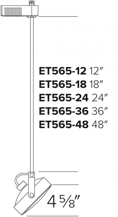 ELCO Lighting ET565-12W Electronic Low Voltage Gimbal Ring Accent Light with Stem Extension Track Fixture 12 inch Extension 50W 12V White Finish