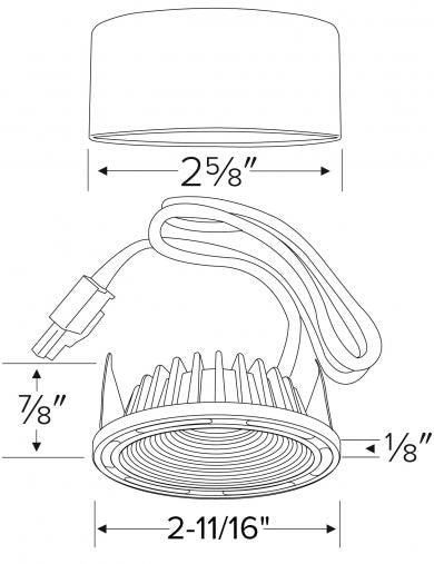 ELCO Lighting E248B Undercabinet Pucks, Xyris Mini LED Baffle Puck Light 3W 3000K 180 lm Black Finish