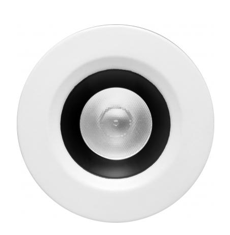 Elco Lighting E1L02WFSDB 1" Round Recessed Oak™ Downlight, Beam Angle 50°, Color Temperature SunsetK, Black with White Trim