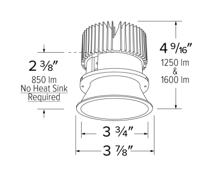 Elco Lighting E430C0840B2 4 Inches LED Light Engine with Trimless Reflector, Color Temperature 4000K, All Black Finish