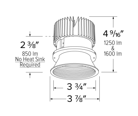 Elco Lighting E434C0830W2 4 Inches LED Light Engine with Trimless Baffle, Color Temperature 3000K, All White Finish