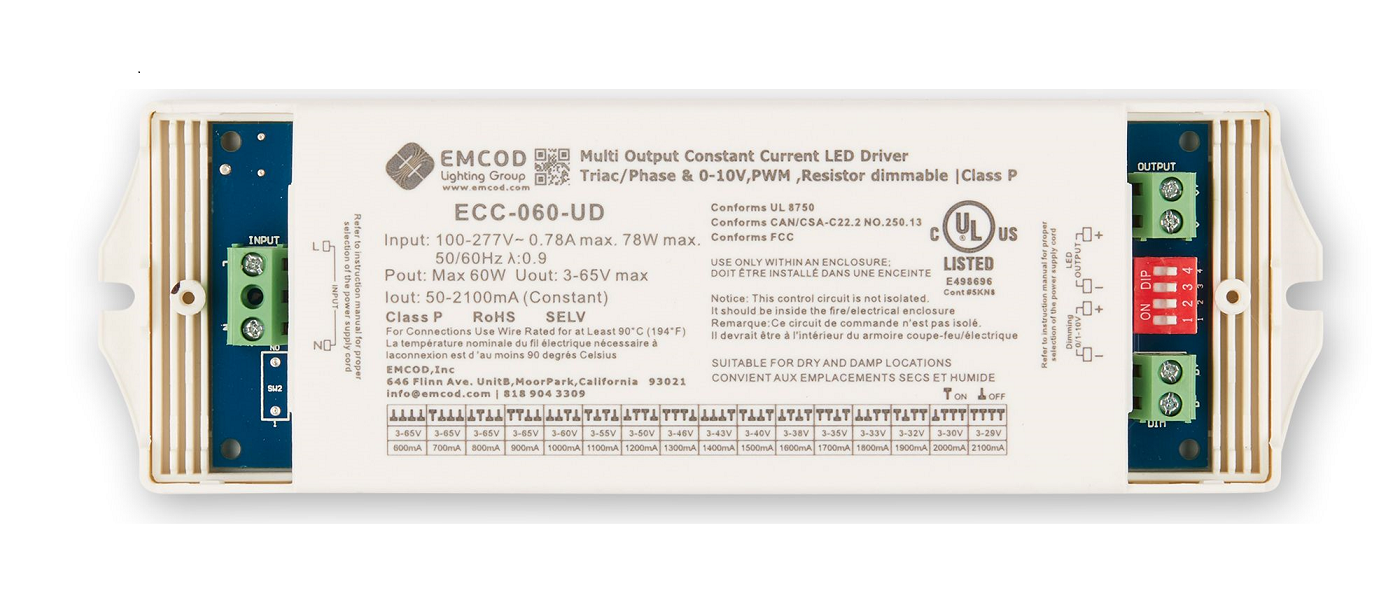 EMCOD ECC-010-UD 10W Constant Current Universal 5 in 1 dimming, Suitable For Dry And Damp Location Enclosure