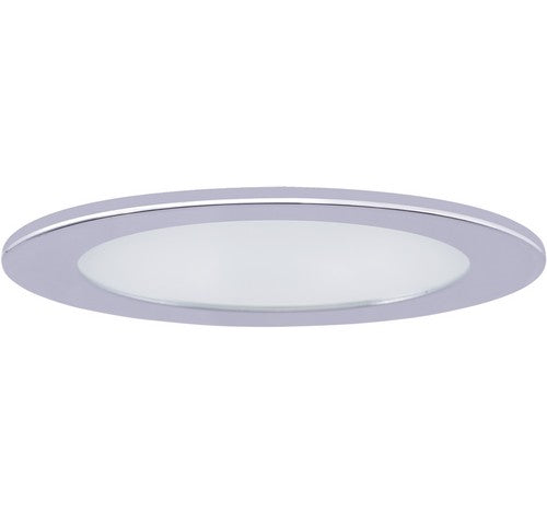 ELCO Lighting 4" adjustable shower trim, clear reflector, frosted lens, round silver finish.