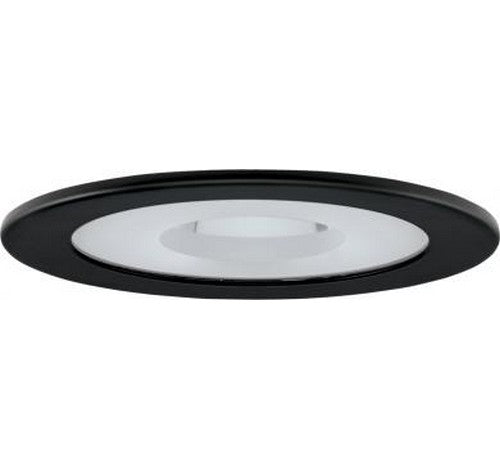 4" black shower trim with clear reflector and frosted glass pinhole, ELCO Lighting EL1415B.
