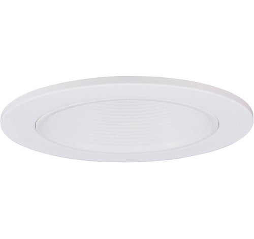 White ELCO Lighting EL1424W 4" adjustable wall wash baffle trim with a smooth, round finish.