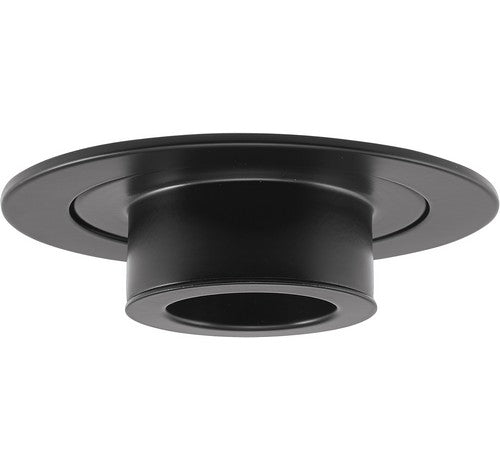 Black ELCO Lighting EL1425B 4" adjustable spot trim with round diecast trim ring and 25° tilt.