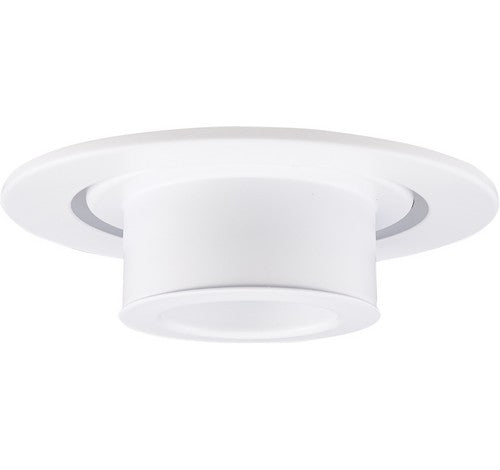 White 4-inch adjustable spot trim with circular design, suitable for recessed lighting setups.