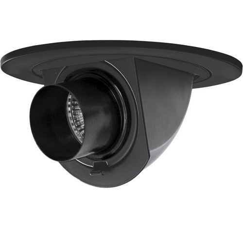Black 4" adjustable pull down LED recessed lighting trim with directional snoot and a diecast finish.