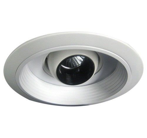 All white ELCO Lighting EL1518W, 6" baffle with regressed eyeball trim, textured finish, circular design.