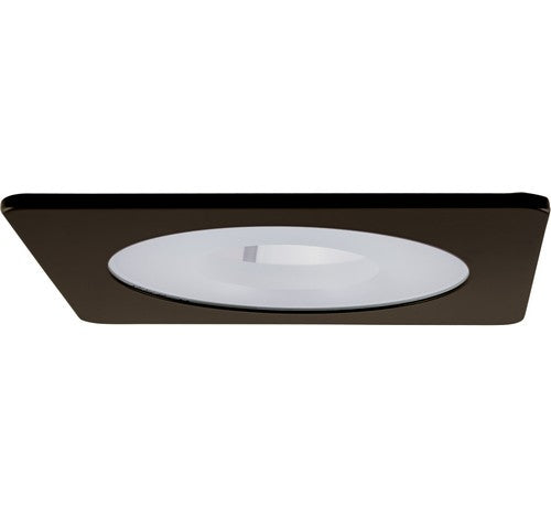 Bronze square shower trim with frosted pinhole lens, part of ELCO Lighting EL2415BZ series, for recessed LED lighting.