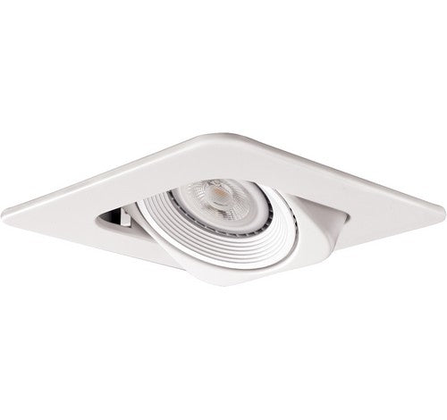 4" square white adjustable gimbal with baffle trim, suitable for LED recessed lighting.