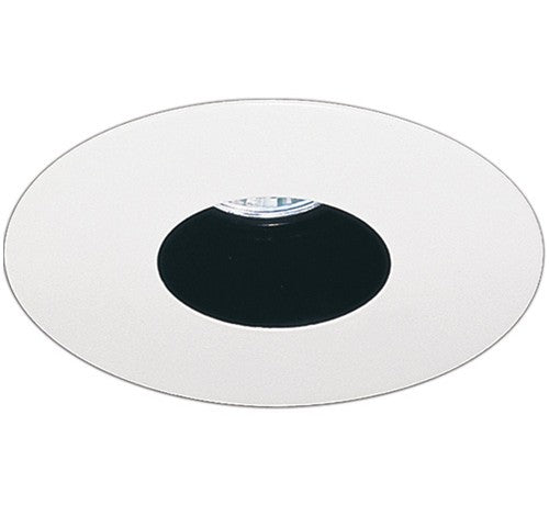 Black reflector cone trim with white ring for 6" recessed lighting by ELCO Lighting EL2521B.