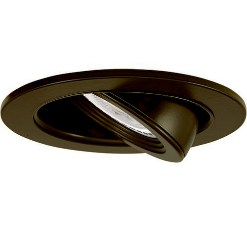 Bronze adjustable pull down trim for 3" recessed lighting, sleek die-cast design with a suspended glass lens.