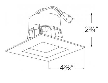 Elco Lighting EL332CT5W 3" Square LED Reflector Insert, Lumens 640 lm, Beam Angle 90° Color Temperature 2700K-5000K, All White