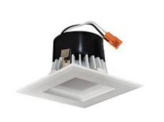 White 4-inch square LED recessed lighting trim with baffle, white finish, ELCO Lighting EL44127W.