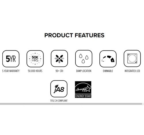 ELCO Lighting EL44630W 9W 4 Inch LED Square Adjustable Gimbal Insert White Finish 3000K