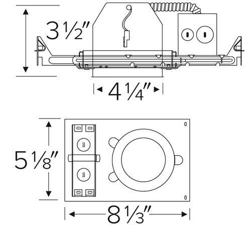 ELCO Lighting EL492ICA 4" Airtight Shallow New Construction Housing For LED Recessed Lighting