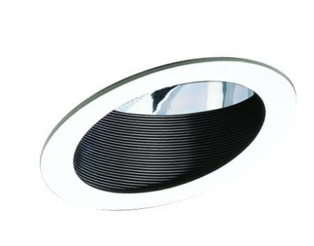 ELCO Lighting EL601B 6 Inches Sloped Adjustable Baffle with Reflector Trim Black with White Ring Finish