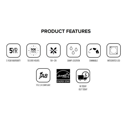 ELCO Lighting EL61230W 10W - 20W LED 5 Inch or 6 Inch Down Lighting Insert Baffle Trim 725 lm - 1400 lm