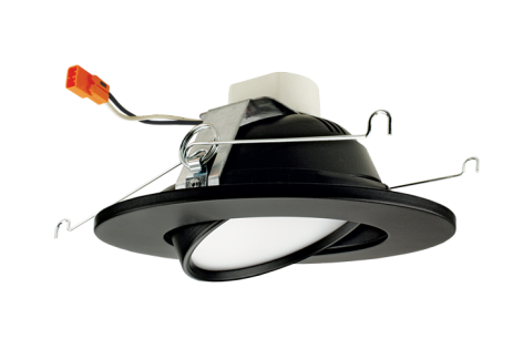 Elco Lighting EL613CT5B 6" Round LED Adjustable Gimbal Insert with 5-CCT Switch, Lumens 1000 lm, Beam Angle 60° Color Temperature 2700K-5000K, All Black