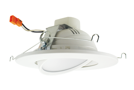 Elco Lighting EL613CT5W 6" Round LED Adjustable Gimbal Insert with 5-CCT Switch, Lumens 1000 lm, Beam Angle 60° Color Temperature 2700K-5000K, All White