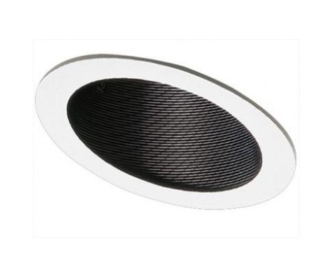 ELCO Lighting EL622B 6 Inches Sloped Baffle with Coil Springs Trim Black with White Ring Finish