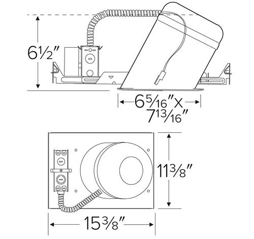 ELCO Lighting EL971ICA 24W 6" LED IC Airtight Super Sloped Ceiling Single Wall New Construction Housing