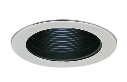 ELCO Lighting EL993KBN 4 Inch Metal Step Baffle Trim With Socket Bracket Black With Nickel Ring Finish