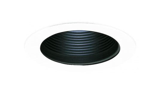 ELCO Lighting EL993MB 4 Inch Metal Step Baffle Trim Black With White Ring Finish
