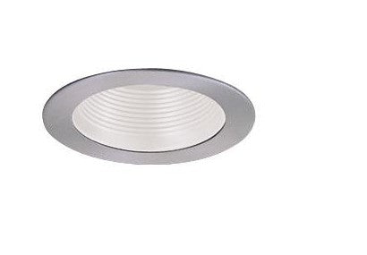ELCO Lighting EL993WN 4 Inch Phenolic Step Baffle Trim White With Nickel Ring Finish