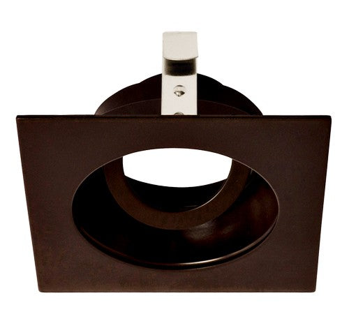 Bronze square gimbal die-cast trim with central circular cutout, designed for ELCO 3" LED recessed lighting.