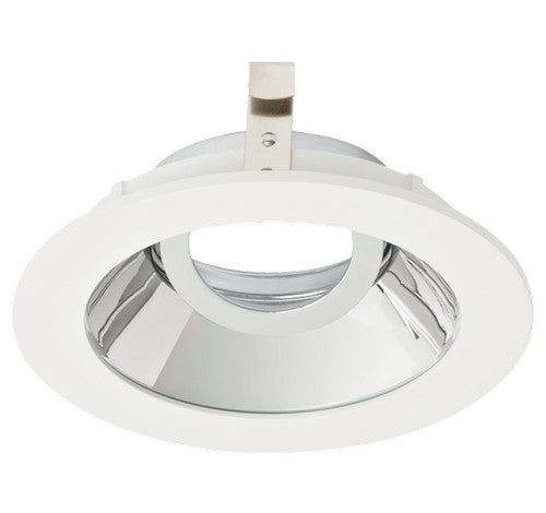 ELCO Lighting ELK4129C, 4-inch round chrome gimbal with white ring, adjustable trim, die-cast aluminum.